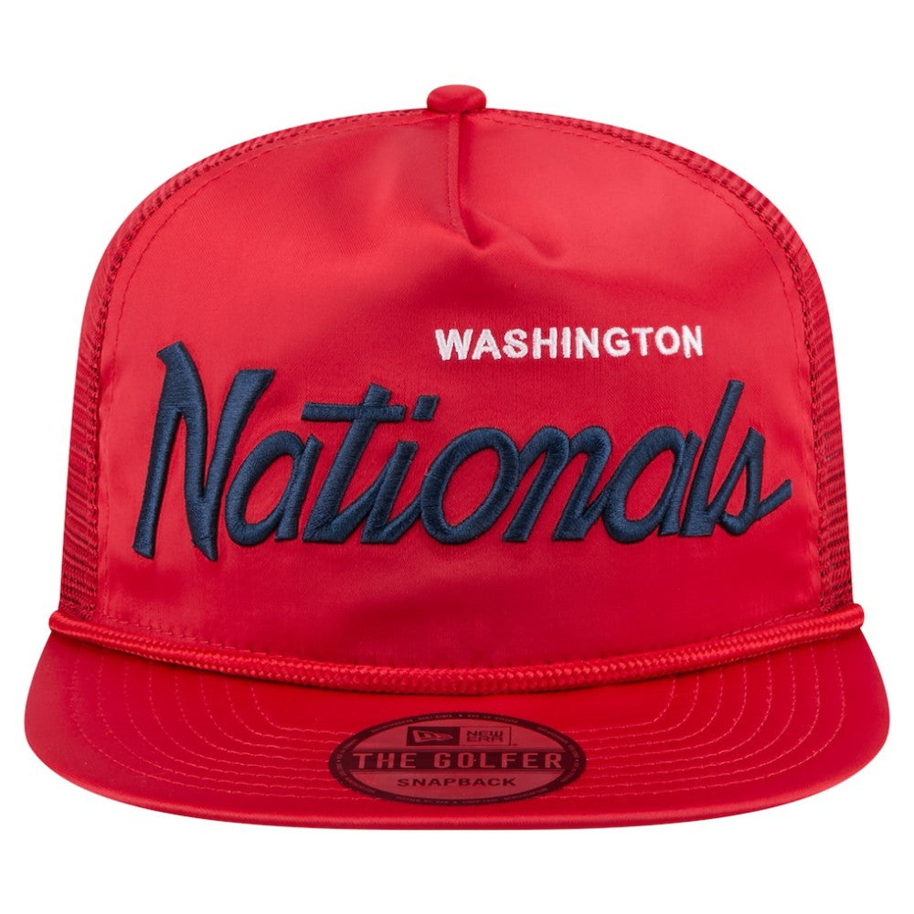Washington Nationals New Era Retro Satin Script Golfer Adjustable Hat - MLB Hats