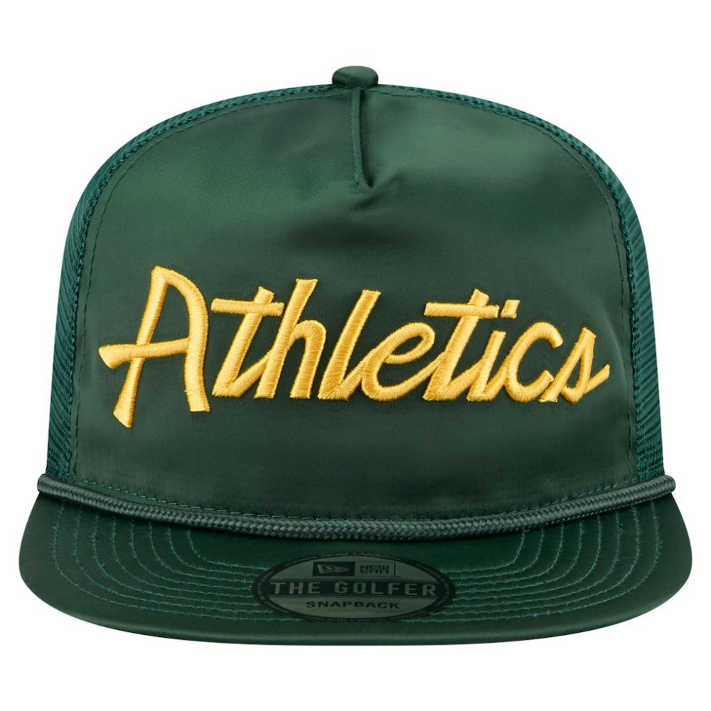 Athletics New Era Retro Satin Script Golfer Adjustable Hat - MLB Hats