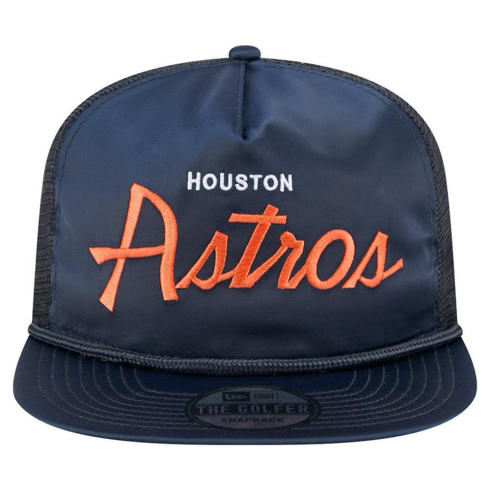 Houston Astros New Era Retro Satin Script Golfer Adjustable Hat - MLB Hats
