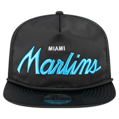 Miami Marlins New Era Retro Satin Script Golfer Adjustable Hat - MLB Hats