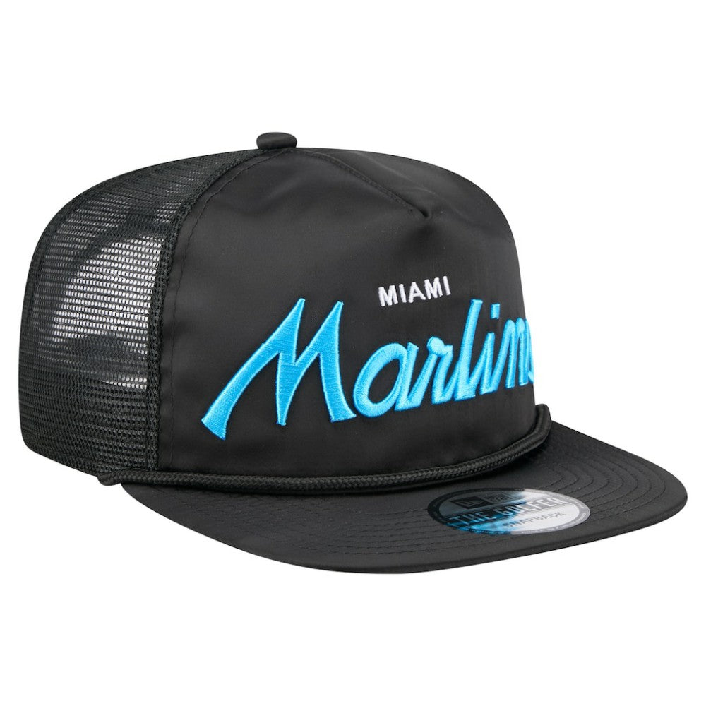 Miami Marlins New Era Retro Satin Script Golfer Adjustable Hat - MLB Hats