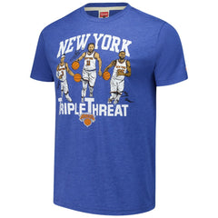 Royal Josh Hart/Mikal Bridges/Jalen Brunson New York Knicks Homage Unisex Triple Threat Tri-Blend T-Shirt | NBA