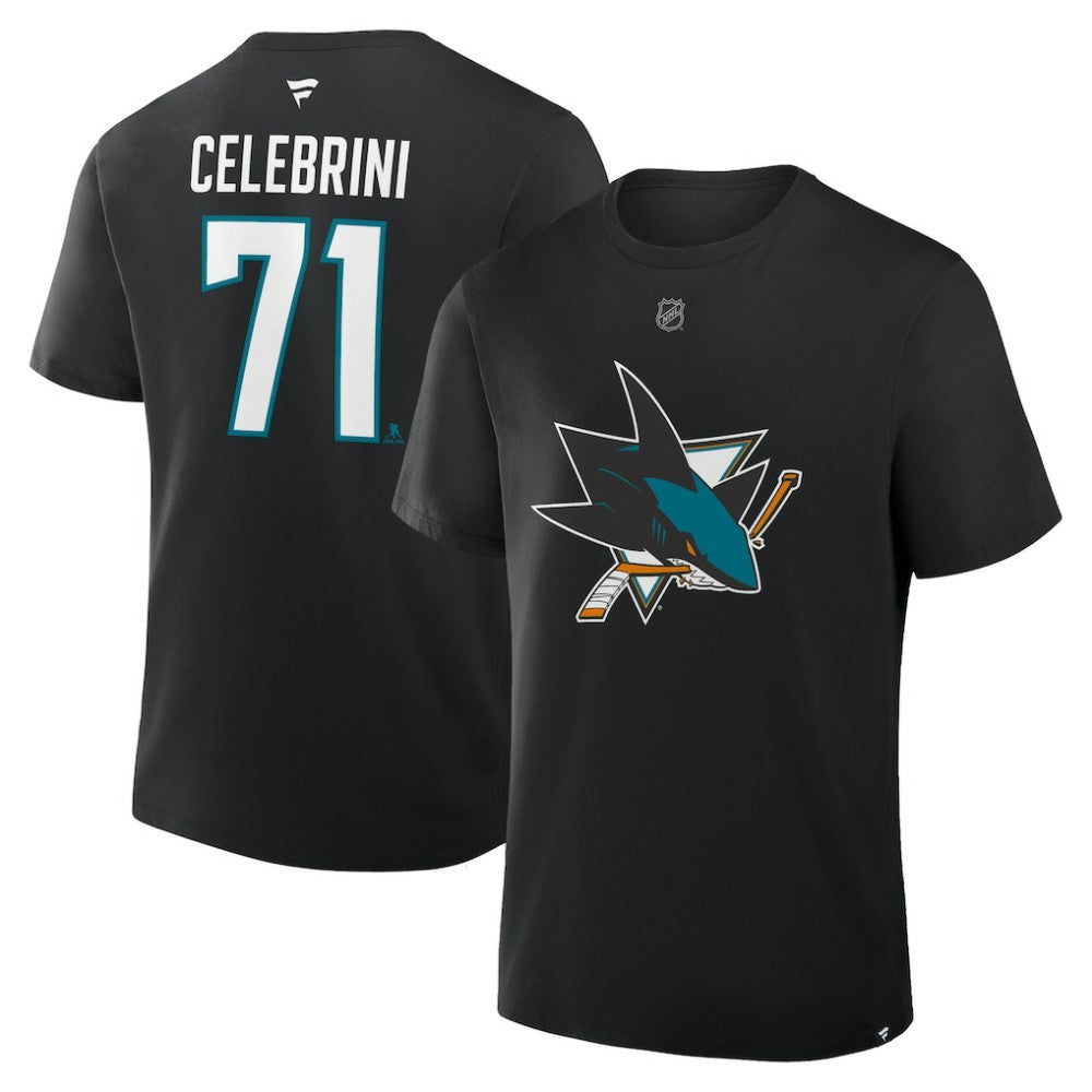 Macklin Celebrini San Jose Sharks Fanatics Authentic Stack Name & Number T-Shirt -  NHL T-shirts