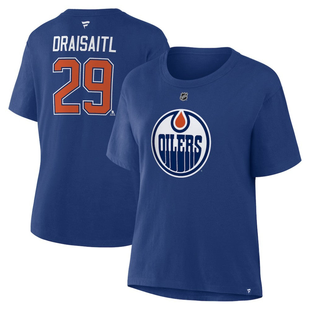 Leon Draisaitl Edmonton Oilers Fanatics Women's Authentic Stack Name & Number T-Shirt -  NHL T-shirts