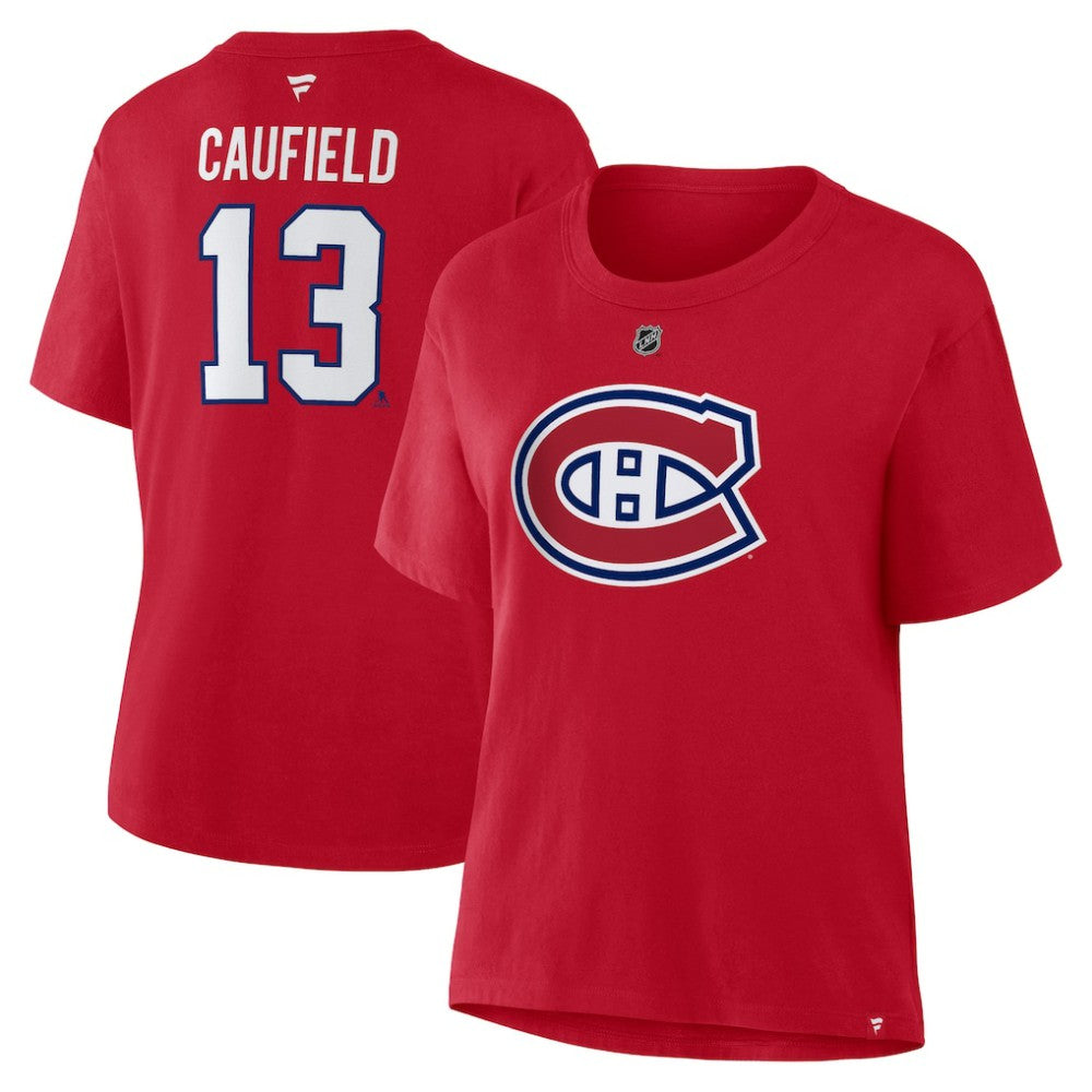 Cole Caufield Montreal Canadiens Fanatics Women's Authentic Stack Name & Number T-Shirt -  NHL T-shirts