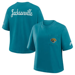 Jacksonville Jaguars Women's Rewind Pocket Boxy T-Shirt | NFL Online