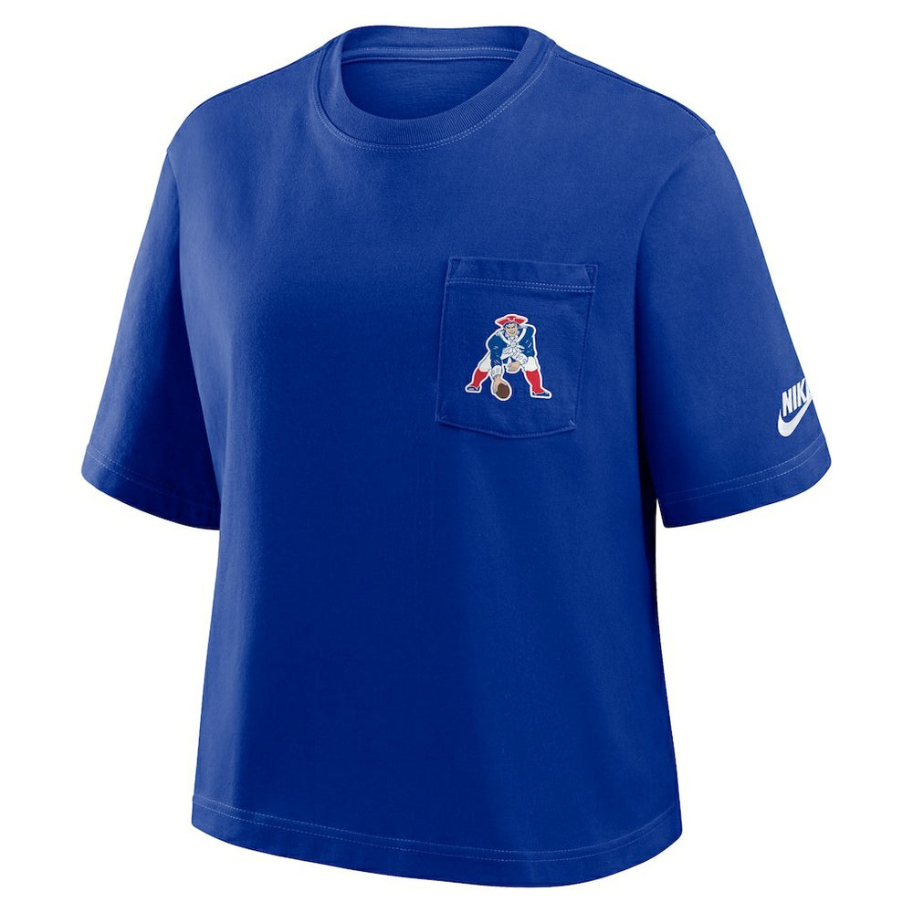 New England Patriots Women's Rewind Pocket Boxy T-Shirt | NFL Sale
