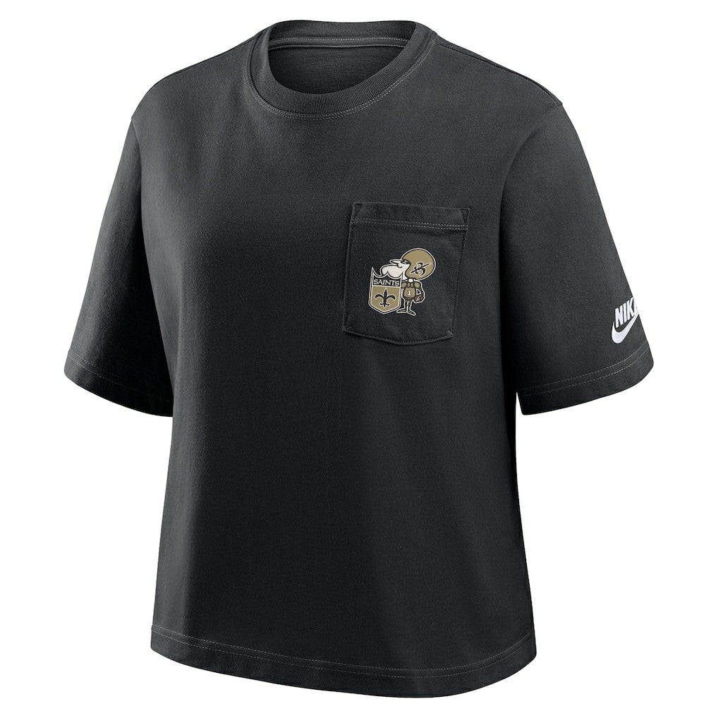 New Orleans Saints Women's Rewind Pocket Boxy T-Shirt | NFL US