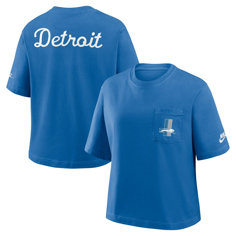 Detroit Lions Women's Rewind Pocket Boxy T-Shirt | NFL Outlet