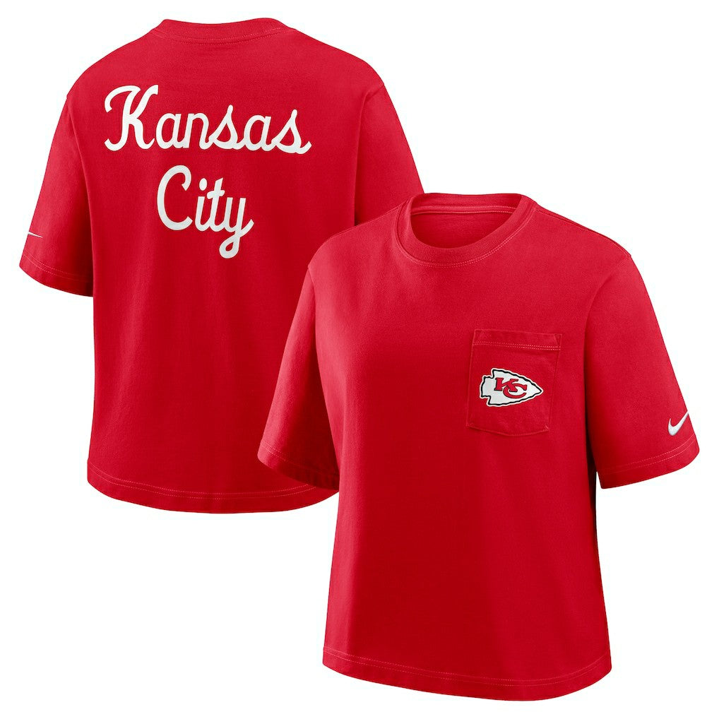 Kansas City Chiefs Women's Rewind Pocket Boxy T-Shirt | NFL Sale