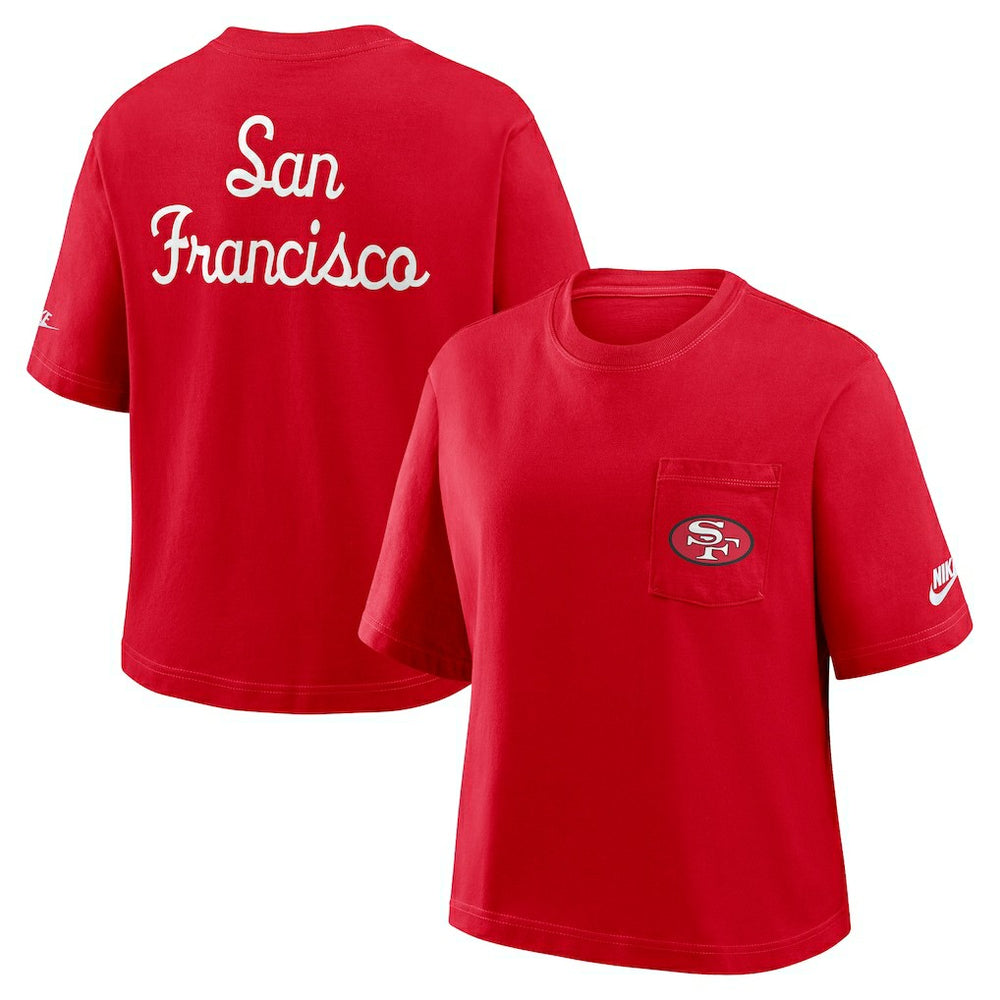 San Francisco 49ers Women's Rewind Pocket Boxy T-Shirt | NFL Sale