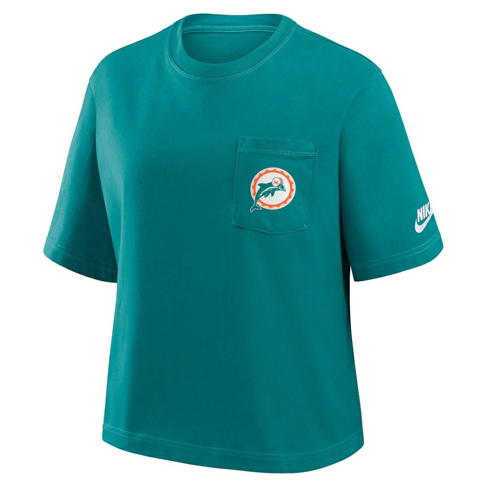 Miami Dolphins Women's Rewind Pocket Boxy T-Shirt | NFL Sale