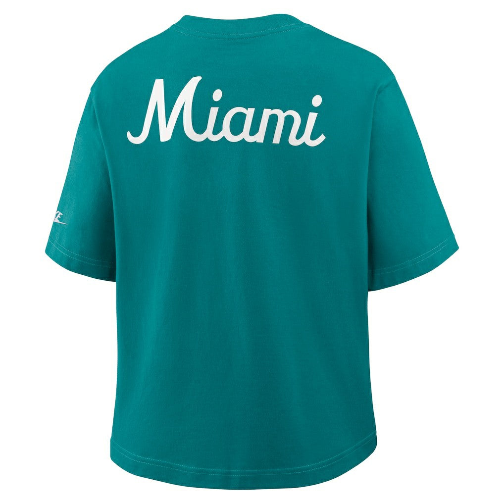 Miami Dolphins Women's Rewind Pocket Boxy T-Shirt | NFL Sale