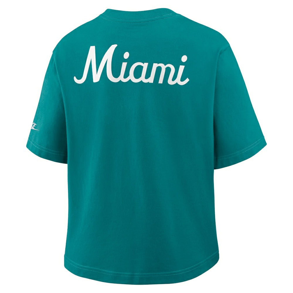 Miami Dolphins Women's Rewind Pocket Boxy T-Shirt | NFL Sale