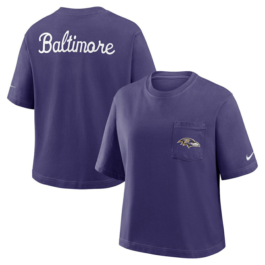 Baltimore Ravens Women's Rewind Pocket Boxy T-Shirt | NFL New