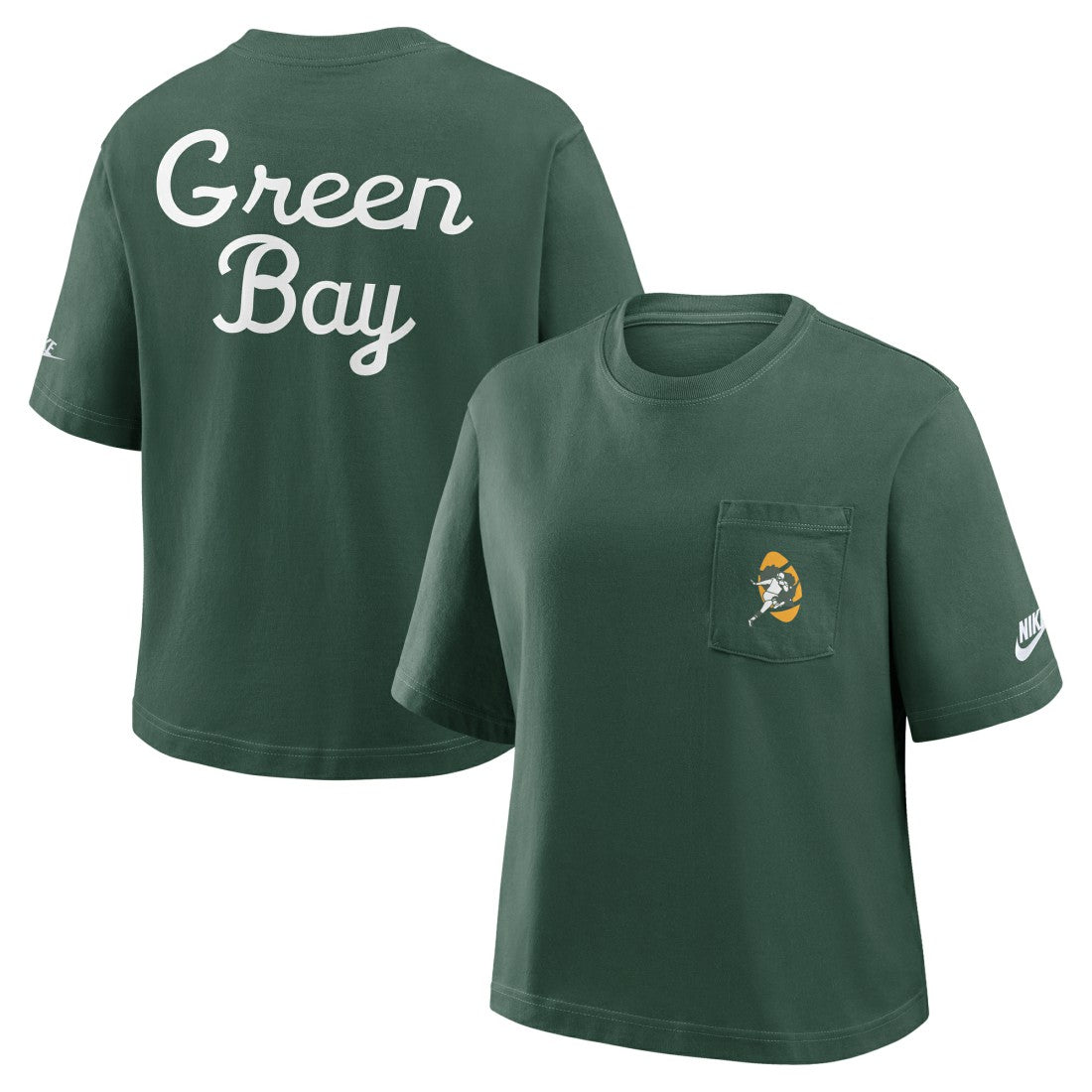 Green Bay Packers Women's Rewind Pocket Boxy T-Shirt | NFL Sale