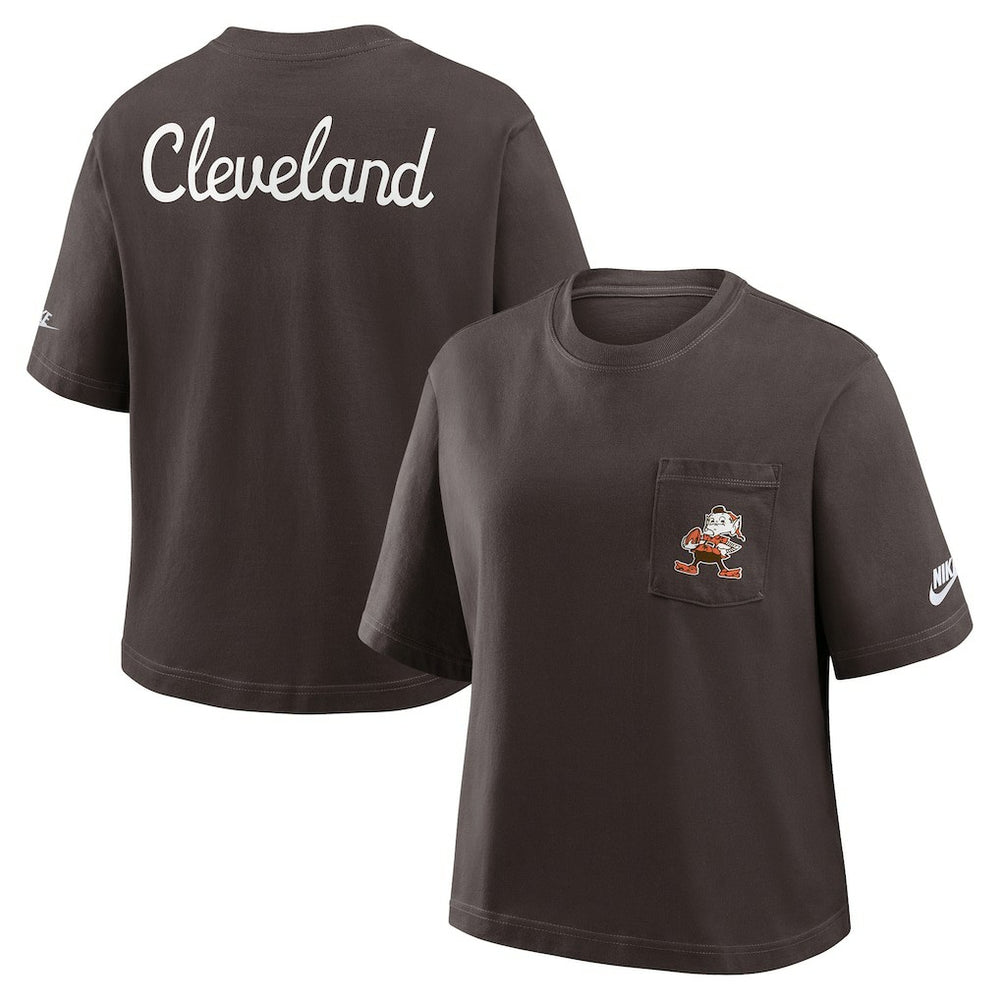 Cleveland Browns Women's Rewind Pocket Boxy T-Shirt | NFL US