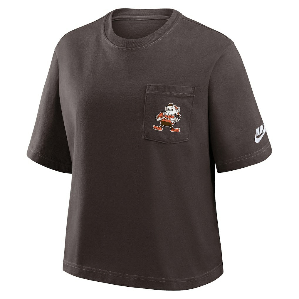 Cleveland Browns Women's Rewind Pocket Boxy T-Shirt | NFL US