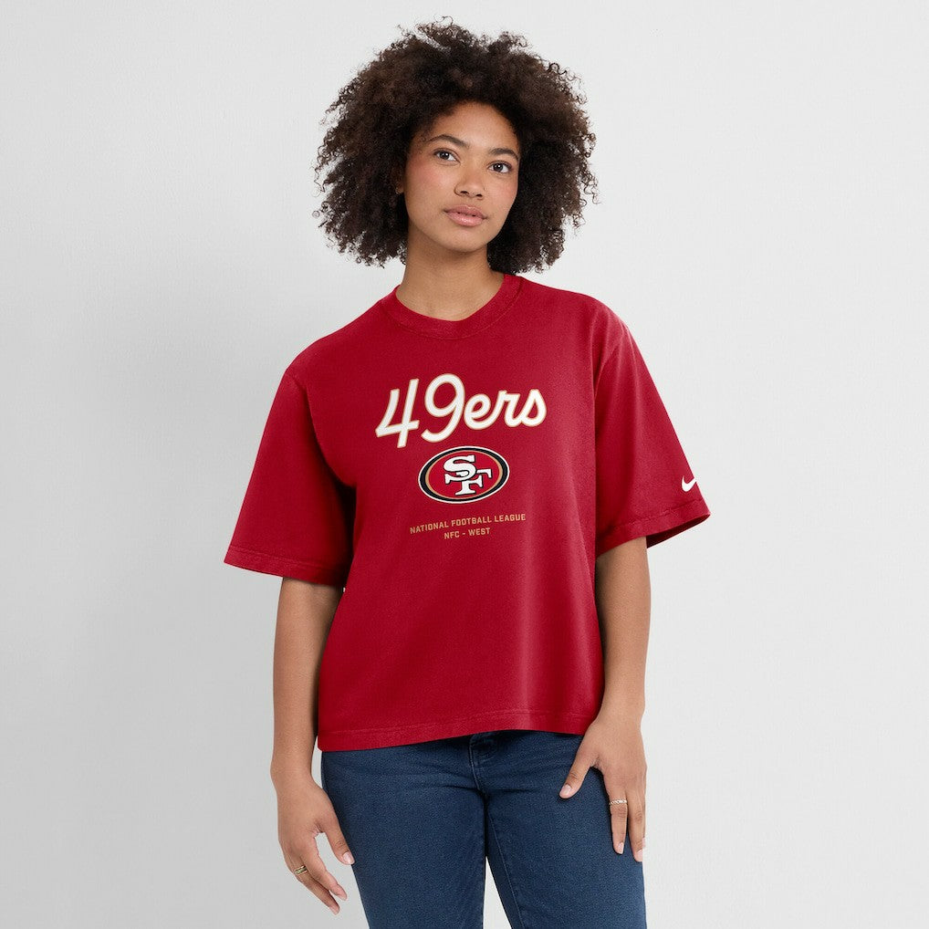 San Francisco 49ers Women's Essential Script Relaxed Boxy T-Shirt | NFL Online