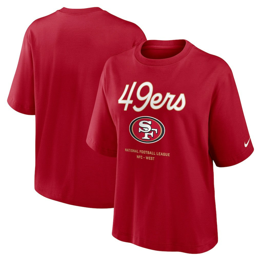 San Francisco 49ers Women's Essential Script Relaxed Boxy T-Shirt | NFL Online