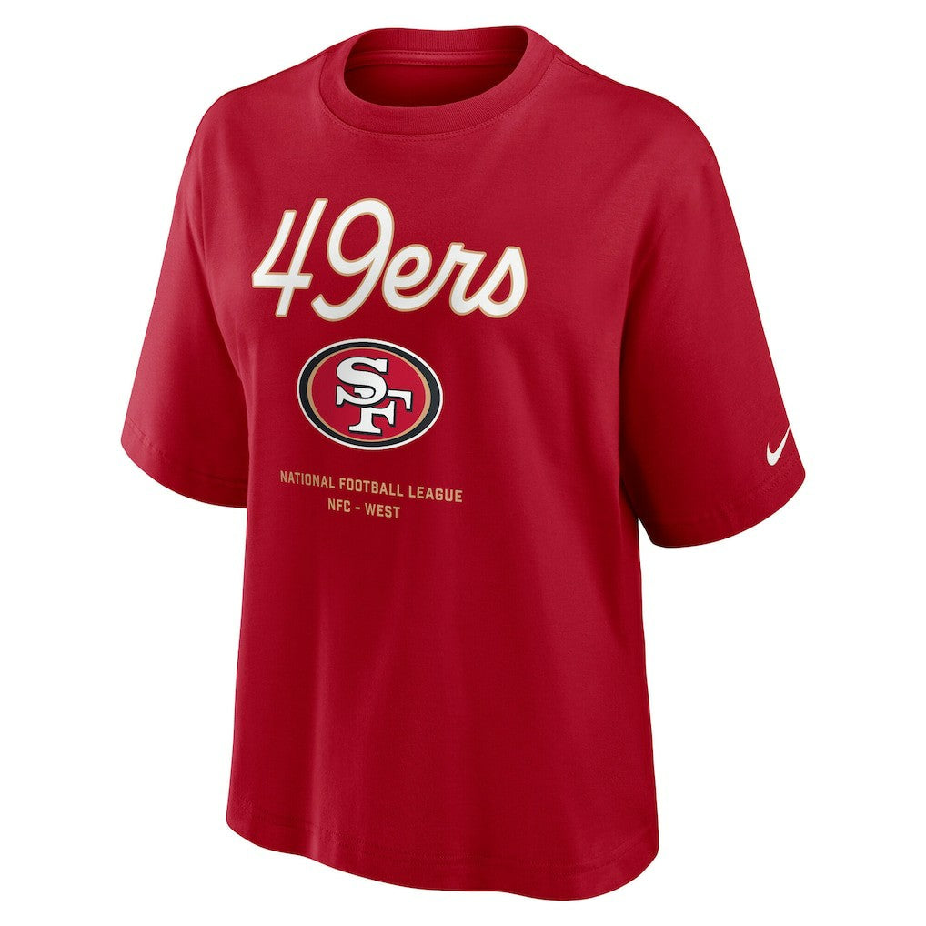 San Francisco 49ers Women's Essential Script Relaxed Boxy T-Shirt | NFL Online