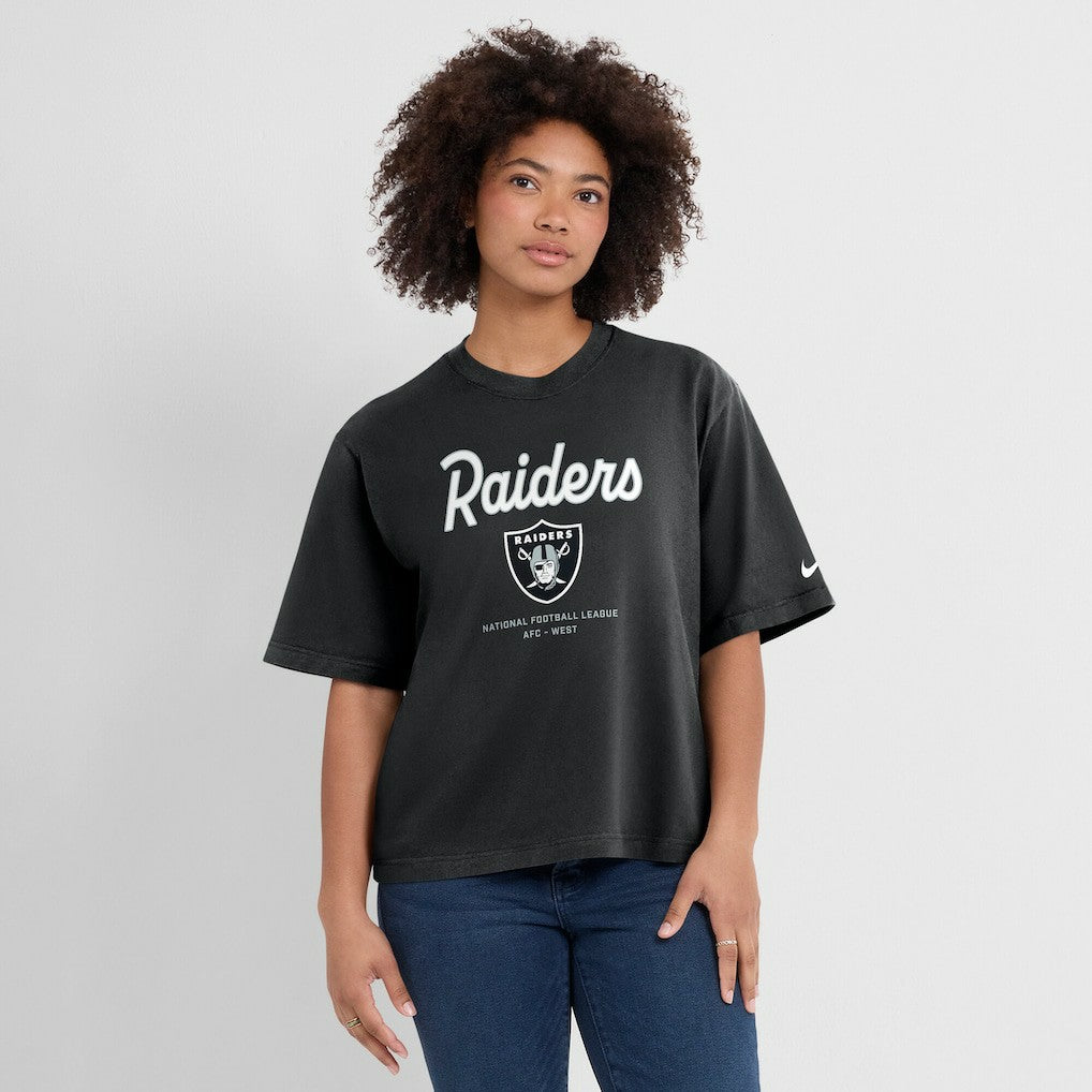 Las Vegas Raiders Women's Essential Script Relaxed Boxy T-Shirt | NFL Sale
