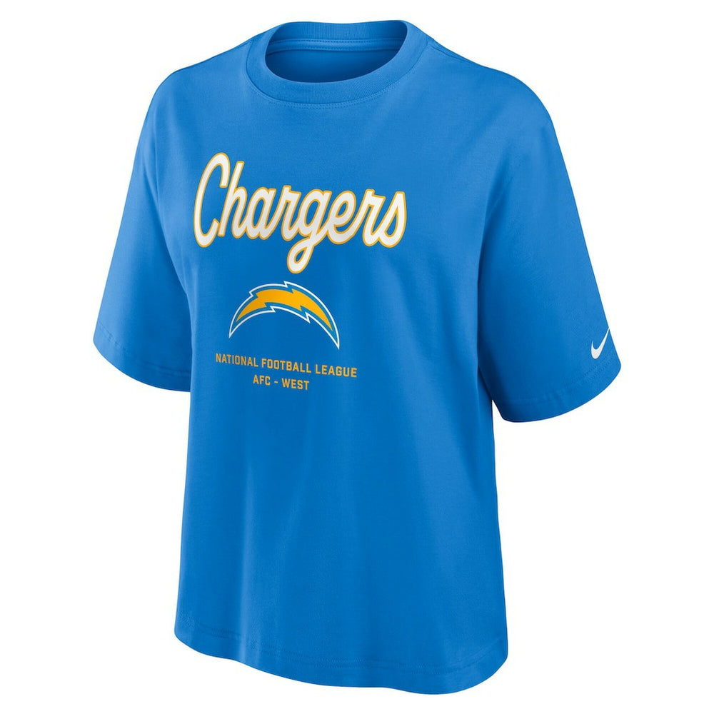 Los Angeles Chargers Women's Essential Script Relaxed Boxy T-Shirt | NFL New