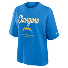Los Angeles Chargers Women's Essential Script Relaxed Boxy T-Shirt | NFL New