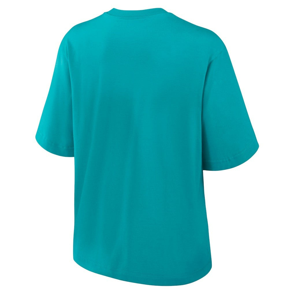 Miami Dolphins Women's Essential Script Relaxed Boxy T-Shirt | NFL Hot