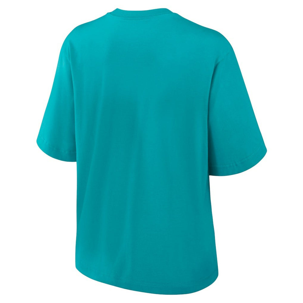 Miami Dolphins Women's Essential Script Relaxed Boxy T-Shirt | NFL Hot