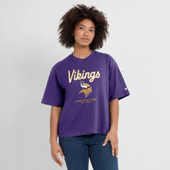 Minnesota Vikings Women's Essential Script Relaxed Boxy T-Shirt | NFL Discount