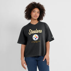Pittsburgh Steelers Women's Essential Script Relaxed Boxy T-Shirt | NFL New