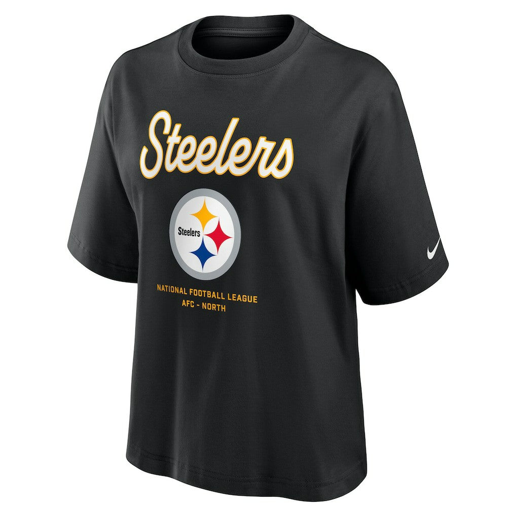 Pittsburgh Steelers Women's Essential Script Relaxed Boxy T-Shirt | NFL New