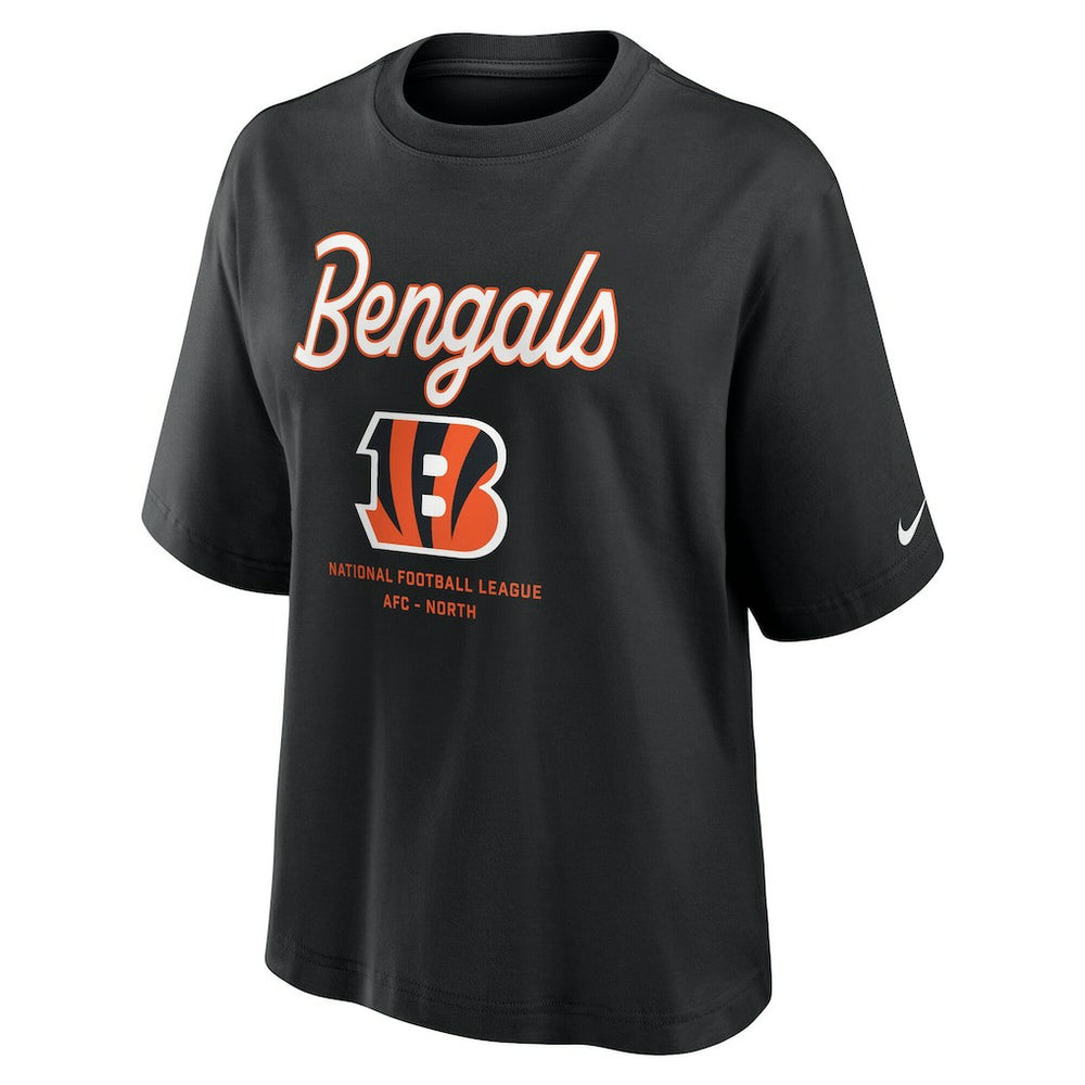 Cincinnati Bengals Women's Essential Script Relaxed Boxy T-Shirt | NFL On sale