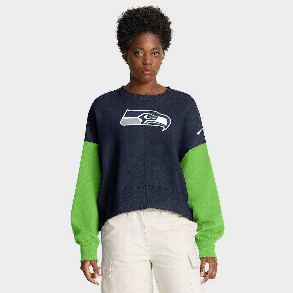 Seattle Seahawks Women's Oversized Color-Block Pullover Sweatshirt | NFL New