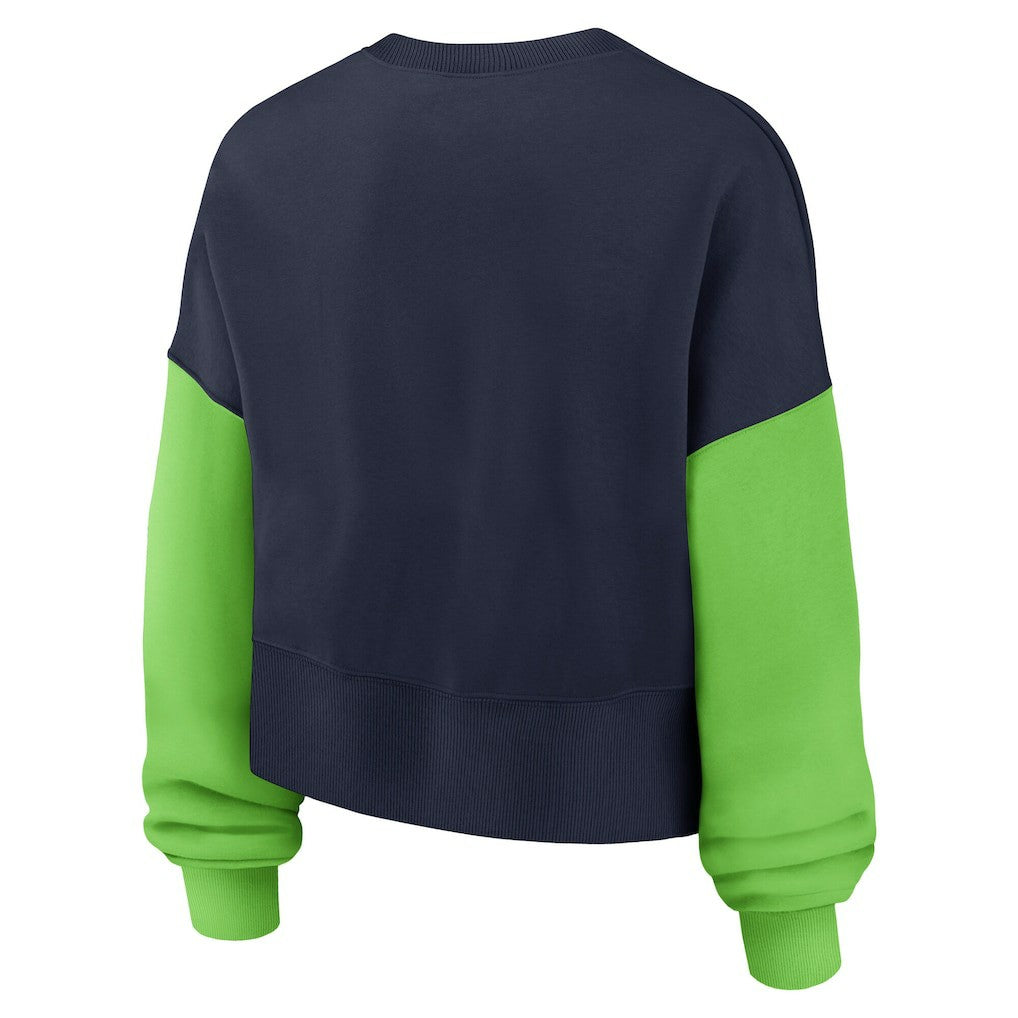 Seattle Seahawks Women's Oversized Color-Block Pullover Sweatshirt | NFL New