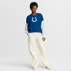 Indianapolis Colts Women's Oversized Color-Block Pullover Sweatshirt | NFL Hot