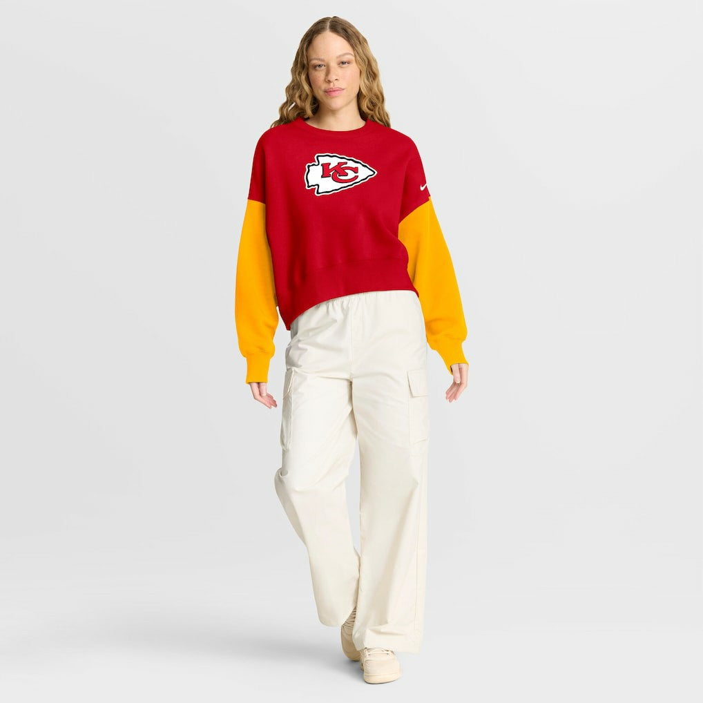 Kansas City Chiefs Women's Oversized Color-Block Pullover Sweatshirt | NFL US