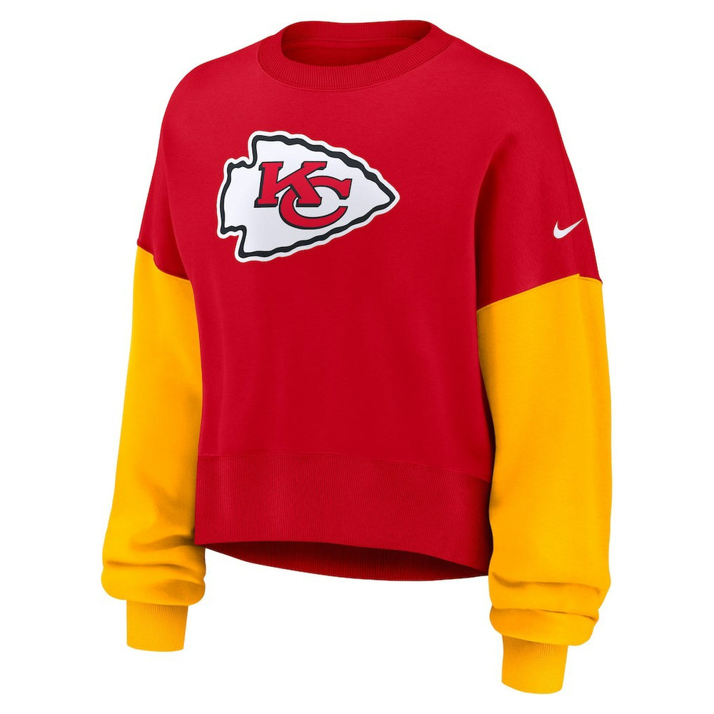 Kansas City Chiefs Women's Oversized Color-Block Pullover Sweatshirt | NFL US
