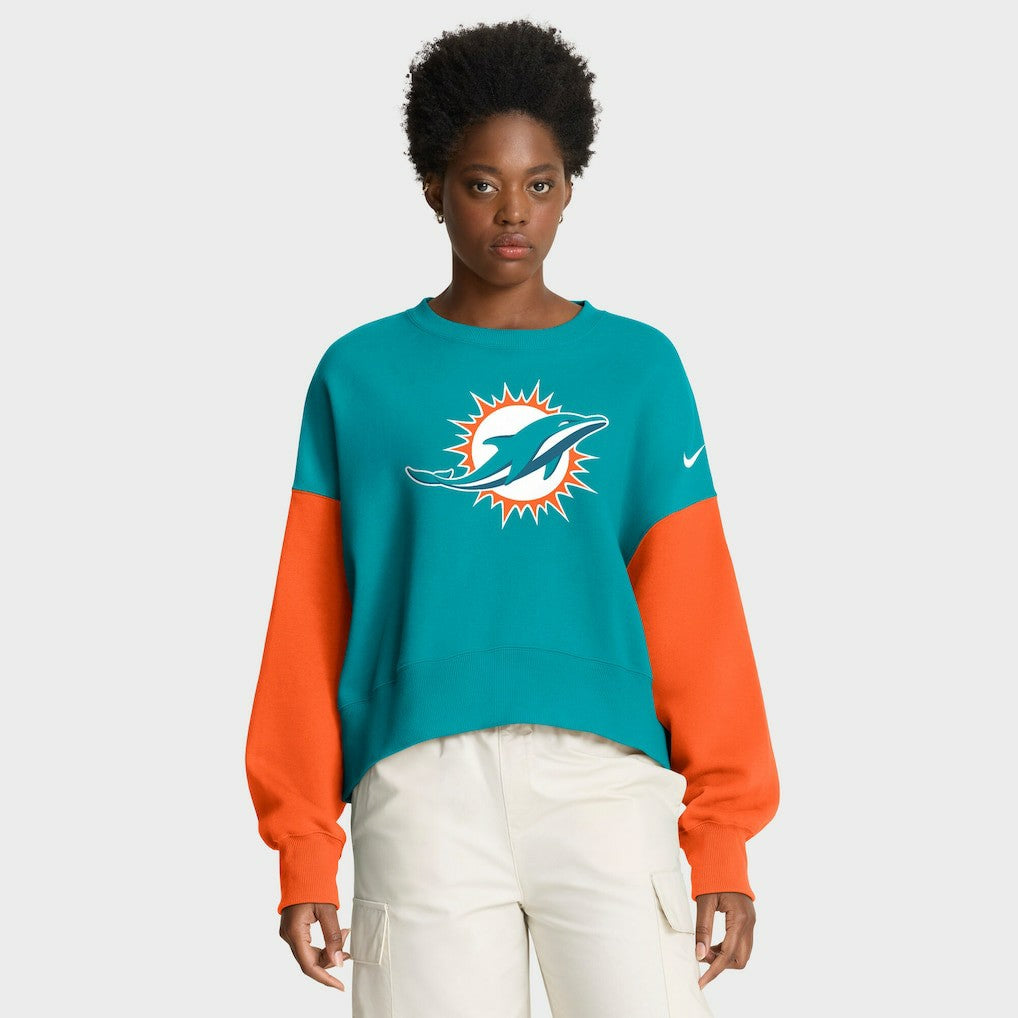Miami Dolphins Women's Oversized Color-Block Pullover Sweatshirt | NFL US