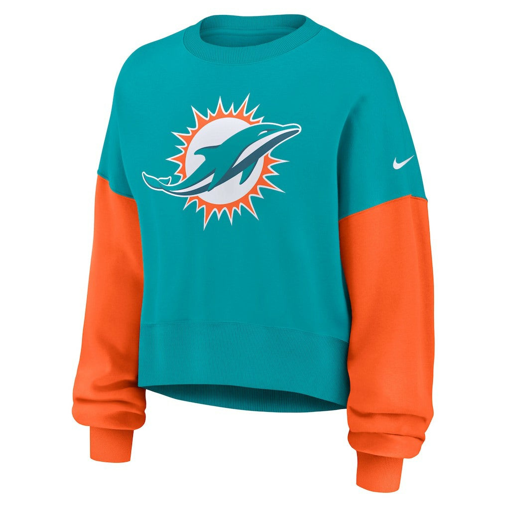Miami Dolphins Women's Oversized Color-Block Pullover Sweatshirt | NFL US