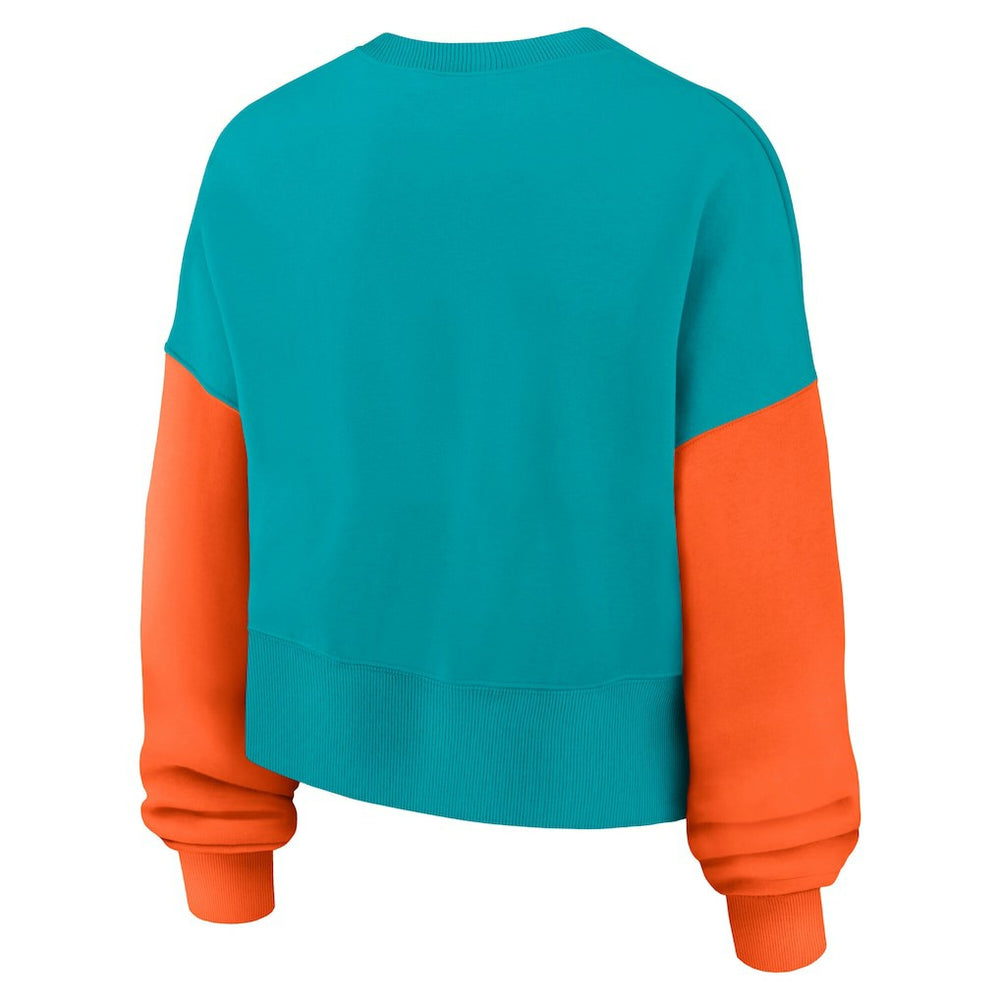 Miami Dolphins Women's Oversized Color-Block Pullover Sweatshirt | NFL US