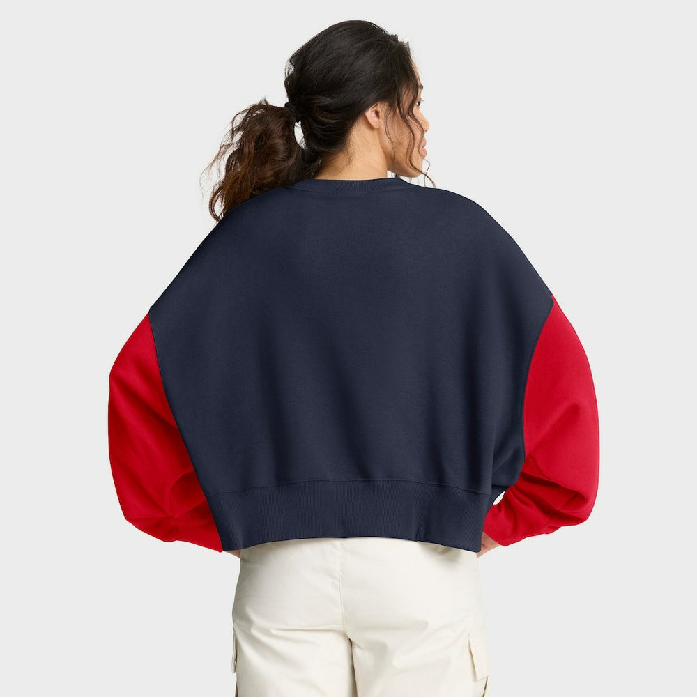 New England Patriots Women's Oversized Color-Block Pullover Sweatshirt | NFL Sale