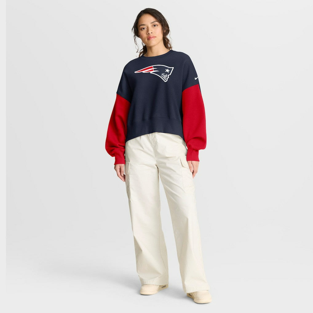 New England Patriots Women's Oversized Color-Block Pullover Sweatshirt | NFL Sale