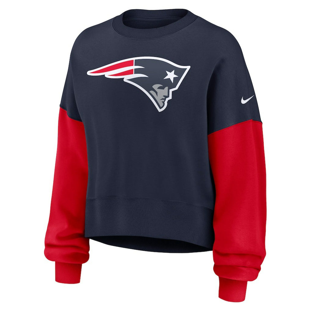 New England Patriots Women's Oversized Color-Block Pullover Sweatshirt | NFL Sale