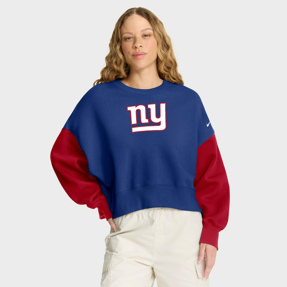 New York Giants Women's Oversized Color-Block Pullover Sweatshirt | NFL Outlet