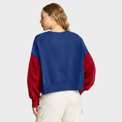 New York Giants Women's Oversized Color-Block Pullover Sweatshirt | NFL Outlet