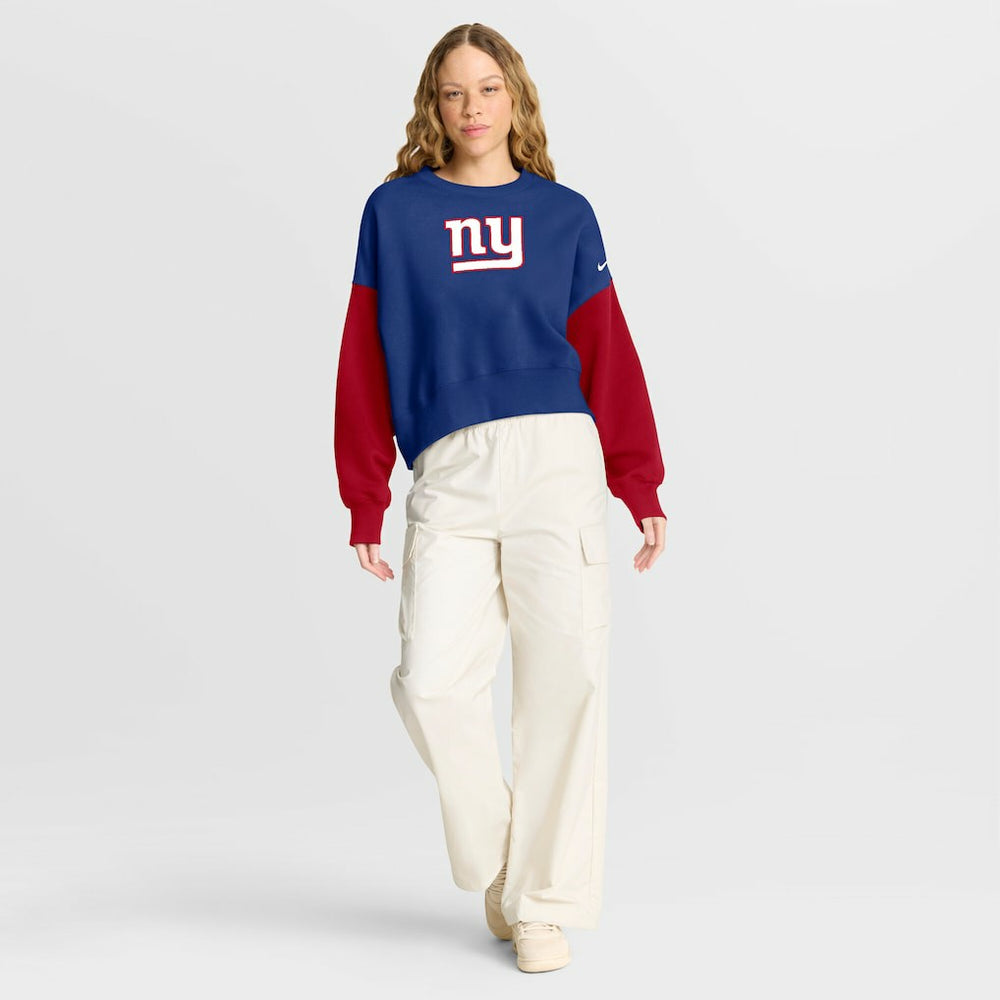 New York Giants Women's Oversized Color-Block Pullover Sweatshirt | NFL Outlet