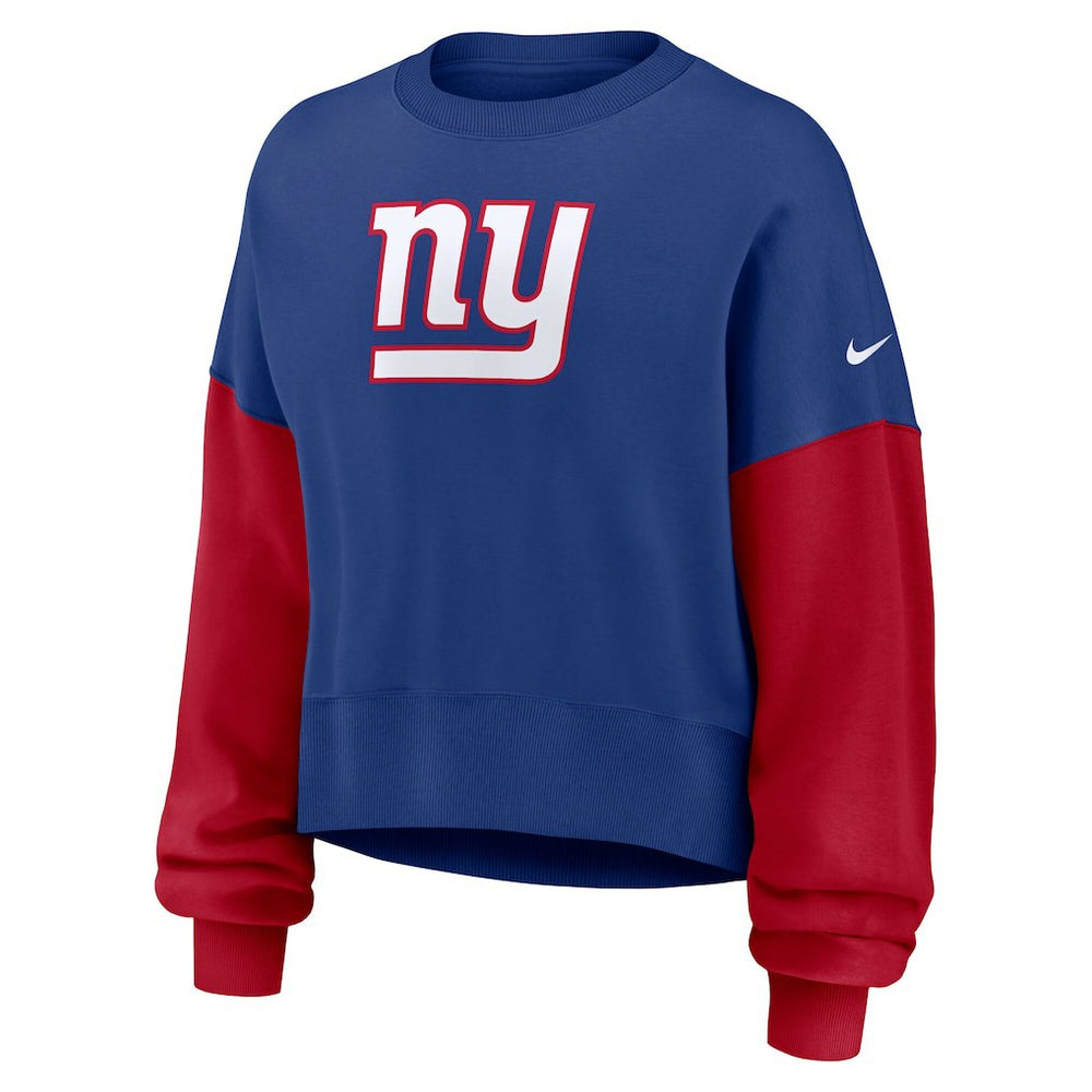 New York Giants Women's Oversized Color-Block Pullover Sweatshirt | NFL Outlet