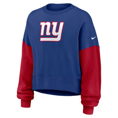 New York Giants Women's Oversized Color-Block Pullover Sweatshirt | NFL Outlet